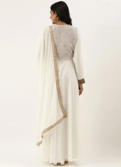 Teen Girls White Embroidered Jacket Style Anarkali Suit Festive Wear -Mahra Clothing Shop White Embroidered Jacket Style Anarkali Suit SLBS02012725 b 1