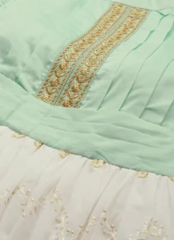 White Embroidered Pleated Style Gown Party Wear -Mahra Clothing Shop White Embroidered Pleated Style Gown IWBS02209734 rrc1