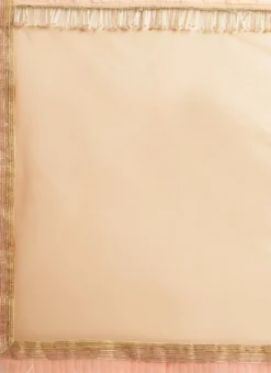 White Embroidered Ruffles Blouse N Peach Saree Party Wear -Mahra Clothing Shop White Embroidered Ruffles Blouse N Peach Saree SABS02004386 rrc2