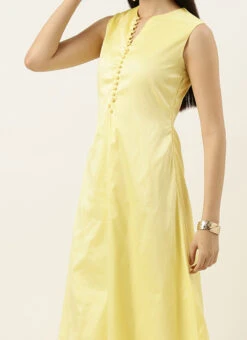 Teen Girls White Embroidery Jacket N Yellow Taffeta Dress Festive Wear