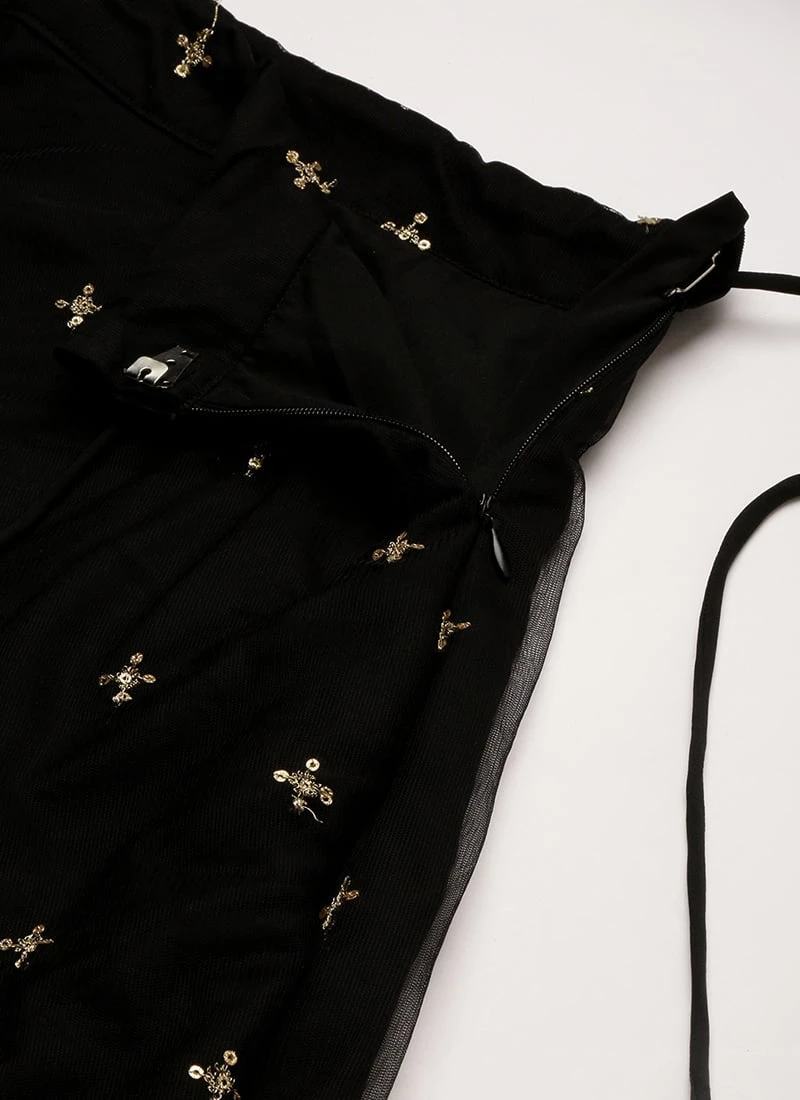 Teen Girls White Foil Print Viscose Black Lehenga Festive Wear 6 Teen Girls White Foil Print Viscose Black Lehenga Festive Wear - Image 6