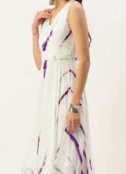 White Georgette Tie N Dye Dress After Six Wear