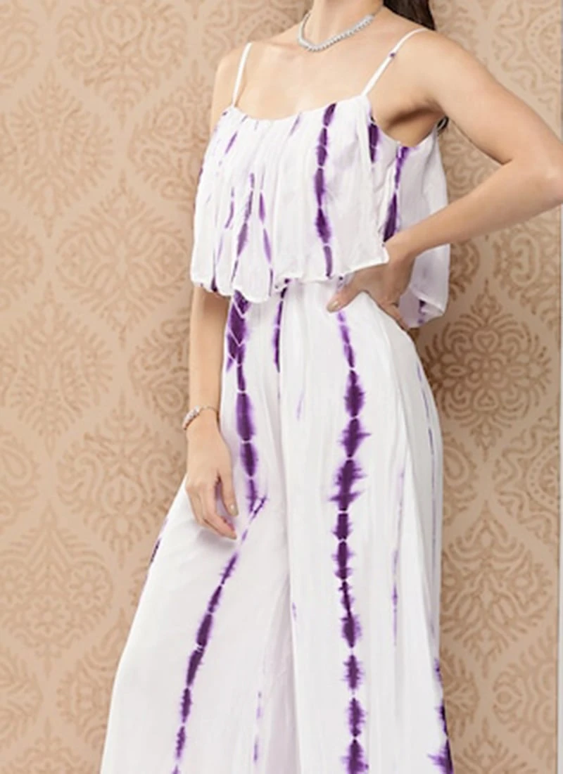 White Georgette Tie N Dye Jumpsuit After Six Wear 1 White Georgette Tie N Dye Jumpsuit After Six Wear