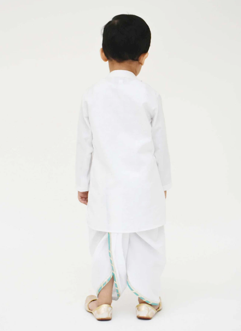 White Kurta And Dhoti 3 White Kurta And Dhoti - Image 3