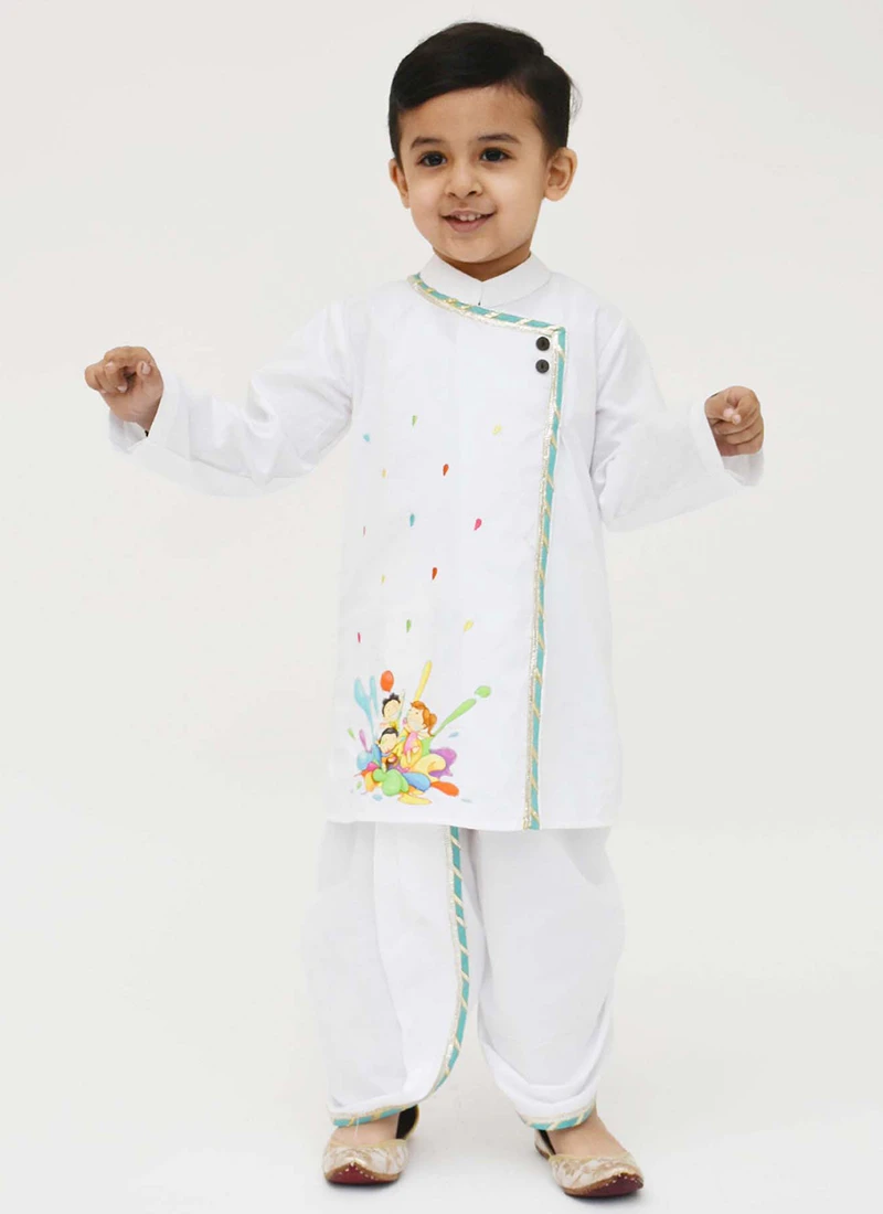 White Kurta And Dhoti 2 White Kurta And Dhoti - Image 2