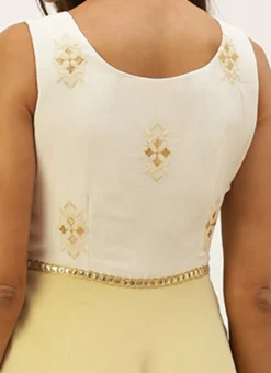 White N Beige Foil Print Layered Gown Wedding Wear -Mahra Clothing Shop White N Beige Foil Print Layered Gown IWBS02205028 rrc2