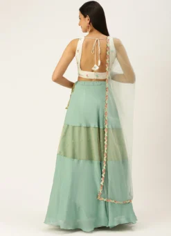 White N Blue Embroidered Lehenga With Potli Bag Festive Wear -Mahra Clothing Shop White N Blue Embroidered Lehenga With Potli Bag GHBS02208476 b