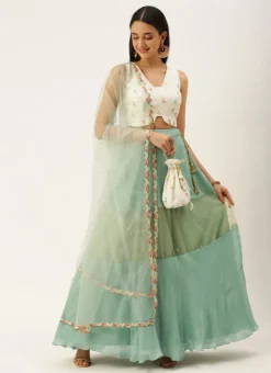 White N Blue Embroidered Lehenga With Potli Bag Festive Wear -Mahra Clothing Shop White N Blue Embroidered Lehenga With Potli Bag GHBS02208476 u