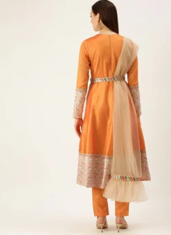 Teen Girls White N Orange Anarkali Suit Set Work Wear 7 Teen Girls White N Orange Anarkali Suit Set Work Wear -Mahra Clothing Shop White N Orange Anarkali Suit Set SLBS02110873 b