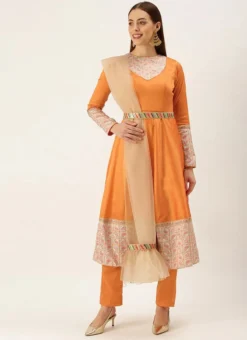 Teen Girls White N Orange Anarkali Suit Set Work Wear 6 Teen Girls White N Orange Anarkali Suit Set Work Wear -Mahra Clothing Shop White N Orange Anarkali Suit Set SLBS02110873 u