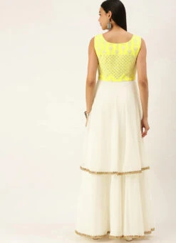 White N Yellow Embroidered Layered Gown Festive Wear 7 White N Yellow Embroidered Layered Gown Festive Wear -Mahra Clothing Shop White N Yellow Embroidered Layered Gown IWBS02111099 b