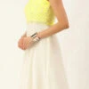 White N Yellow Embroidered Layered Gown Festive Wear