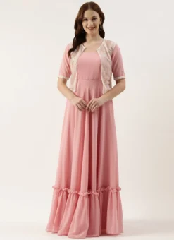 White Net Embroidered Jacket Style Gown Festive Wear -Mahra Clothing Shop White Net Embroidered Jacket Style Gown IWBS02301760 u