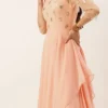 Teen Girls White Net Embroidered N Pink Layered Gown Party Wear