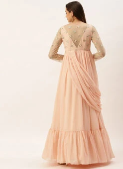 Teen Girls White Net Embroidered Peach Georgette Gown Festive Wear 7 Teen Girls White Net Embroidered Peach Georgette Gown Festive Wear -Mahra Clothing Shop White Net Embroidered Peach Georgette Gown IWBS02211079 b