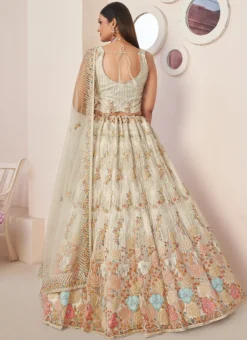 White Net Embroidered With Stones Umbrella Lehenga Party Wear -Mahra Clothing Shop White Net Embroidered With Stones Umbrella Lehenga GHSKEF726B b