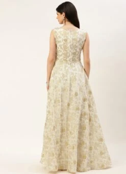 White Nylon Jacquard Festive Wear -Mahra Clothing Shop White Nylon Jacquard DRBS02301036 b