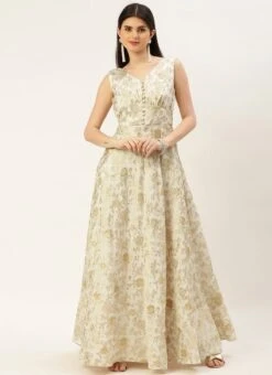 White Nylon Jacquard Festive Wear -Mahra Clothing Shop White Nylon Jacquard DRBS02301036 u