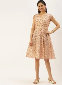 White Printed Art Silk Mini Dress After Six Wear 10 White Printed Art Silk Mini Dress After Six Wear -Mahra Clothing Shop White Printed Art Silk Mini Dress DRBS02208439 u