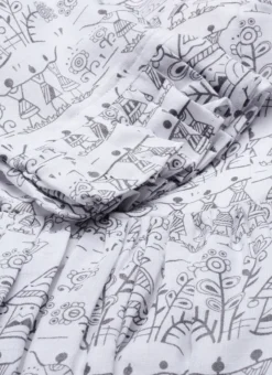 White Rayon Printed Gathered Maxi Dress Festive Wear -Mahra Clothing Shop White Rayon Printed Gathered Maxi Dress DRBS02105422 rrc3