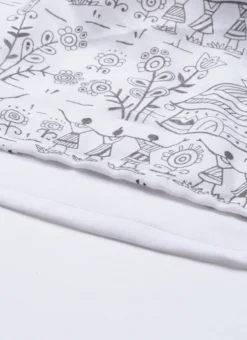 White Rayon Printed Gathered Maxi Dress Festive Wear -Mahra Clothing Shop White Rayon Printed Gathered Maxi Dress DRBS02105422 rrc4