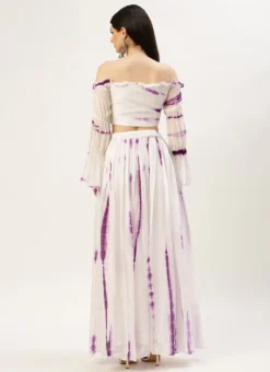 Teen Girls White Viscose Tie N Dye Co Ords Set Festive Wear -Mahra Clothing Shop White Viscose Tie N Dye Co Ords Set IWBS02211253 b 1