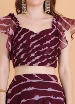 Teen Girls Wine Digital Printed Organza Lehenga Set Party Wear -Mahra Clothing Shop Wine Digital Printed Organza Lehenga Set GHBS02304002 rrc1