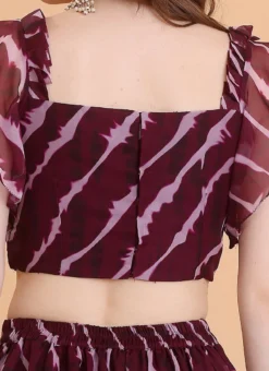 Teen Girls Wine Digital Printed Organza Lehenga Set Party Wear -Mahra Clothing Shop Wine Digital Printed Organza Lehenga Set GHBS02304002 rrc2