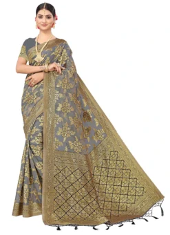 Woven Work Grey Color Cotton Saree Festive Wear -Mahra Clothing Shop Woven Work Grey Color Cotton Saree SASSTSKTSKR18579B u