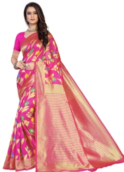 Woven Work Rani Pink Color Cotton Saree Festive Wear -Mahra Clothing Shop Woven Work Rani Pink Color Cotton Saree SASSTSKTELS8585A u