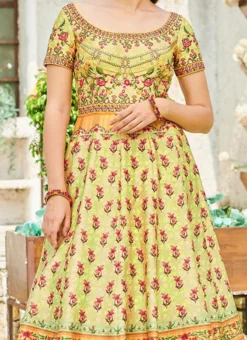 Yellow Art Silk Anarkali Gown Party Wear