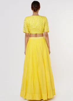 Yellow Art Silk Chanderi Umbrella Lehenga Party Wear -Mahra Clothing Shop Yellow Art Silk Chanderi Umbrella Lehenga GHDSVLC147 b