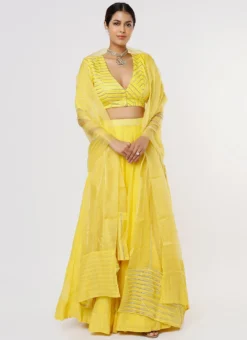 Yellow Art Silk Chanderi Umbrella Lehenga Party Wear -Mahra Clothing Shop Yellow Art Silk Chanderi Umbrella Lehenga GHDSVLC147 u