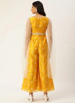 Yellow Art Silk Embroidered Jumpsuit Party Wear -Mahra Clothing Shop Yellow Art Silk Embroidered Jumpsuit DRBS02209681 b