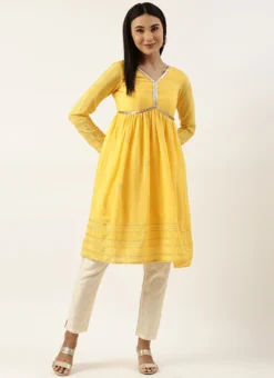 Yellow Chinnon Embroidered Kurta Set Festive Wear -Mahra Clothing Shop Yellow Chinnon Embroidered Kurta Set KSBS02205088 u
