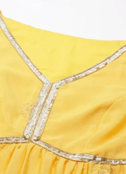 Yellow Chinnon Embroidered Kurta Set Festive Wear -Mahra Clothing Shop Yellow Chinnon Embroidered Kurta Set KSBS02205088 rrc1