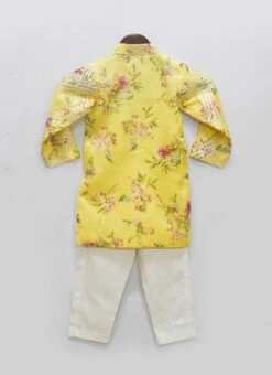 Yellow Cotton Gotta Kurta Pyjama -Mahra Clothing Shop Yellow Cotton Gotta Kurta Pyjama KDBDFK2059 b