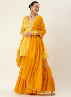 Bottom From Yellow Digital Printed Alia Cut Sharara Suit After Six Wear -Mahra Clothing Shop Yellow Digital Printed Sharara Suit SLBS02306377 u 2