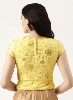 Yellow Embroidered Chinon Blouse Wedding Wear -Mahra Clothing Shop Yellow Embroidered Chinon Blouse BLBS02303843 b