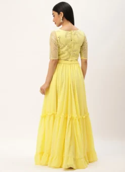 Skirt From Yellow Embroidered Crop Top N Skirt After Six Wear -Mahra Clothing Shop Yellow Embroidered Crop Top N Skirt IWBS02301682 b