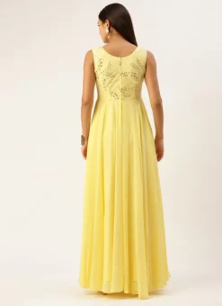 Yellow Embroidered Gown Party Wear -Mahra Clothing Shop Yellow Embroidered Gown IWBS02301811 b
