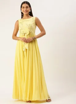 Yellow Embroidered Gown Party Wear -Mahra Clothing Shop Yellow Embroidered Gown IWBS02301811 u