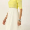 Teen Girls Yellow Embroidered N White Floor Length Gown Party Wear