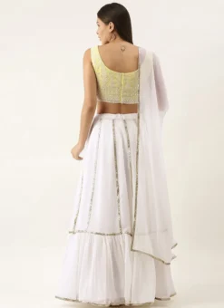 Teen Girls Yellow Embroidered N White Georgette Kali Lehenga Party Wear -Mahra Clothing Shop Yellow Embroidered N White Georgette Kali Lehenga GHBS02201189 b 1