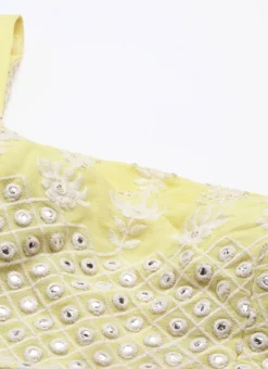 Yellow Embroidered N White Georgette Kali Lehenga Party Wear -Mahra Clothing Shop Yellow Embroidered N White Georgette Kali Lehenga GHBS02201189 rrc1