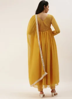 Yellow Embroidered Net Anarkali Set Festive Wear 11 Yellow Embroidered Net Anarkali Set Festive Wear -Mahra Clothing Shop Yellow Embroidered Net Anarkali set SLBS02205084 b