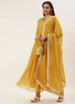Yellow Embroidered Net Anarkali Set Festive Wear 10 Yellow Embroidered Net Anarkali Set Festive Wear -Mahra Clothing Shop Yellow Embroidered Net Anarkali set SLBS02205084 u