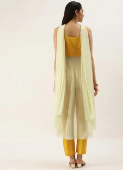 Teen Girls Yellow Embroidered Net Salwar Set Festive Wear -Mahra Clothing Shop Yellow Embroidered Net Salwar Set SLBS02205087 b