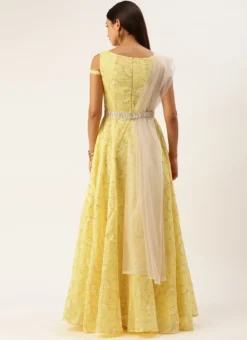 Dupatta From Yellow Foil Printed Cotton Gown After Six Wear -Mahra Clothing Shop Yellow Foil Printed Cotton Gown IWBS02301723 b