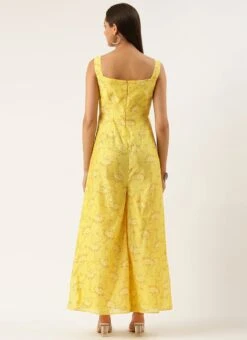 Yellow Foil Printed Jumpsuit Festive Wear -Mahra Clothing Shop Yellow Foil Printed Jumpsuit DRBS02208466 b
